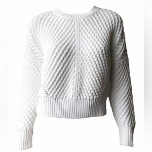 Vince Directional Rib Pullover In White Size M
